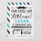 Blaues Schwarz-Herr ONE-derful Birthday Invitation Einladung (Vorne/Hinten)