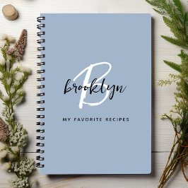 Blaues Schwarz-Weiß-Monogramm-Rezept Notizblock