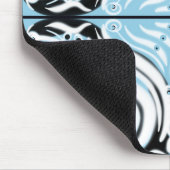 Blaues Schwarz-weißes, Abstraktes Muster Mousepad (Ecke)