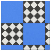 Blaues Schwarz-weißes Harlequin Square Form Textil Stoff (Nahaufnahme)