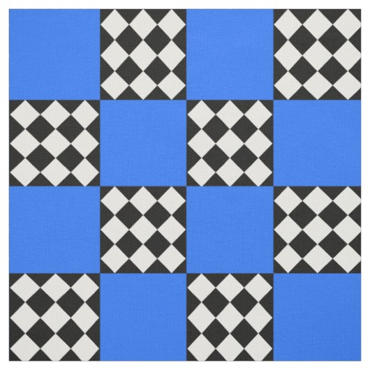Blaues Schwarz-weißes Harlequin Square Form Textil Stoff (Muster)