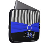Blaues Schwarz-weißes mit IMITAT Band-Laptop-Hülse Laptopschutzhülle (Vorne Rechts)