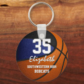 Blaues schwarzes Kindersportteam gibt Basketball Schlüsselanhänger (Vorderseite)