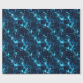 Blaues & schwarzes kosmisch abstraktes Muster Geschenkpapier (Flach)