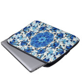 Blaues Schwarzes Mandala abstrakt Laptopschutzhülle (Vorne Knopf)