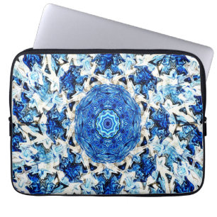 Blaues Schwarzes Mandala abstrakt Laptopschutzhülle