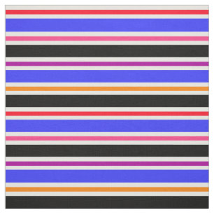 Blaues schwarzes, mehrfarbiges Streifen Muster Tex Stoff