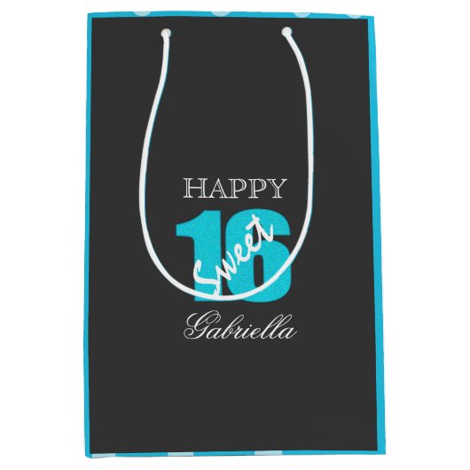 Blaues Schwarzes mit blauer Geschenk-Tasche des Mittlere Geschenktüte (Vorderseite)