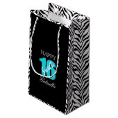 Blaues Schwarzes mit Zebra versieht Kleine Geschenktüte (Rückseite Schrägansicht)