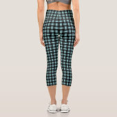 Blaues, schwarzes Muster Capri Leggings (Rückseite)