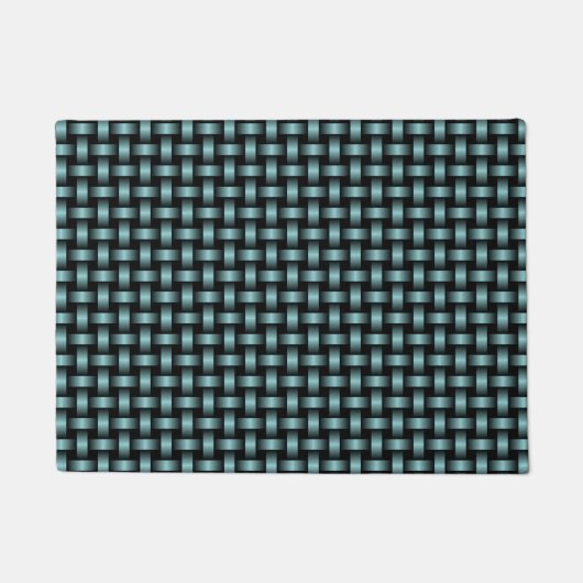 Blaues, schwarzes Muster Fußmatte (Vorderseite)