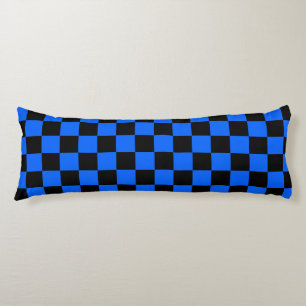 Blaues schwarzes Schachbrettmuster für den Karo Seitenschläferkissen