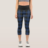 Blaues Schwarzes Tartan Kariert Hochwaisted Capris (Vorderseite)
