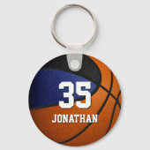 Blaues schwarzes Team spielt Basketball Schlüsselanhänger (Vorderseite)