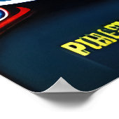 Blaues Schwein in Polizeiuniform | AI Art Poster (Ecke)