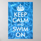 Blaues Schwimmbad Wasser Behalte ruhig und schwimm Poster (Vorne)