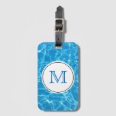 Blaues Schwimmbad Wassermonogramm Gepäckanhänger (Vorderseite Vertikal)