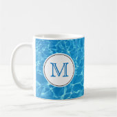 Blaues Schwimmbad Wassermonogramm Kaffeetasse (Links)