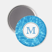 Blaues Schwimmbad Wassermonogramm Magnet (Vorderseite/Rückseite)