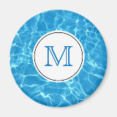 Blaues Schwimmbad Wassermonogramm Magnet (Vorne)