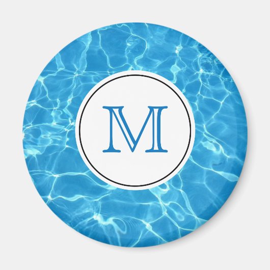 Blaues Schwimmbad Wassermonogramm Magnet (Vorne)