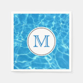 Blaues Schwimmbad Wassermonogramm Serviette (Vorderseite)