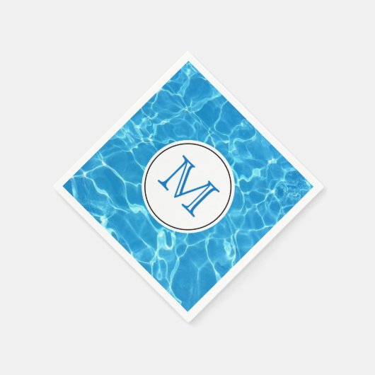 Blaues Schwimmbad Wassermonogramm Serviette (Ecke)
