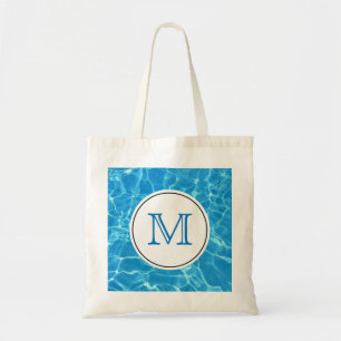 Blaues Schwimmbad Wassermonogramm Tragetasche