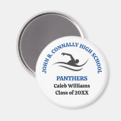 Blaues Schwimmteam Personalisierter Schwimmer Magnet (Vorderseite/Rückseite)