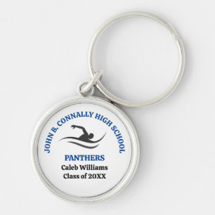Blaues Schwimmteam Personalisierter Schwimmer Schlüsselanhänger