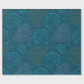 Blaues Seashell Cornmuster Papier Geschenkpapier (Flach)