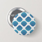 Blaues Seashell-Mosaikmuster Button (Vorne & Hinten)
