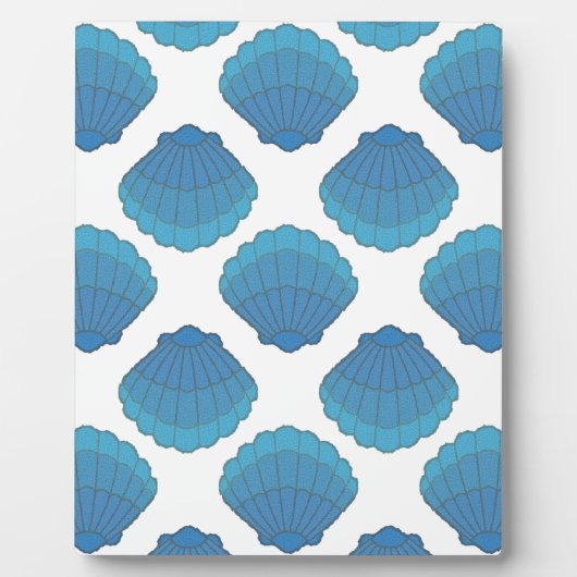 Blaues Seashell-Mosaikmuster Fotoplatte (Vorderseite)