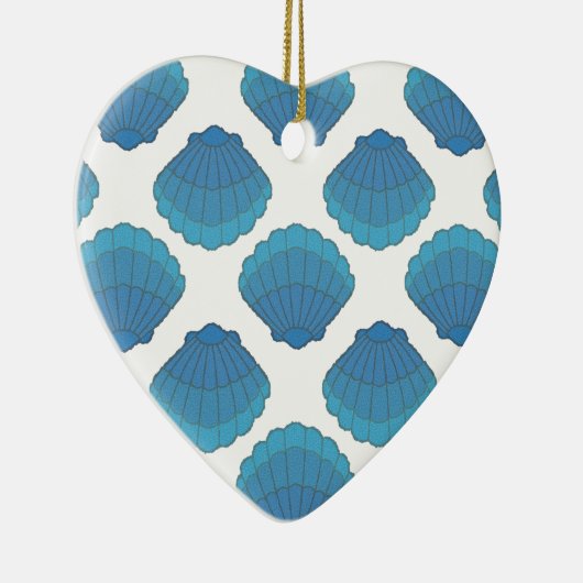 Blaues Seashell-Mosaikmuster Keramikornament (Rechts)