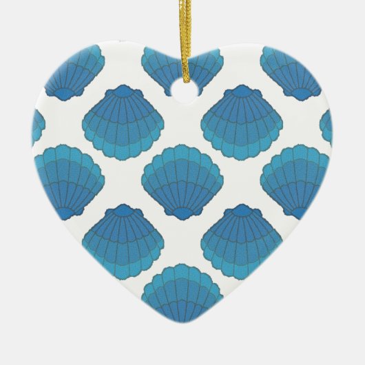 Blaues Seashell-Mosaikmuster Keramikornament (Vorne)