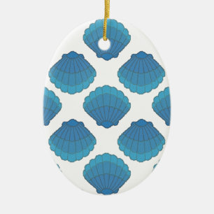 Blaues Seashell-Mosaikmuster Keramikornament