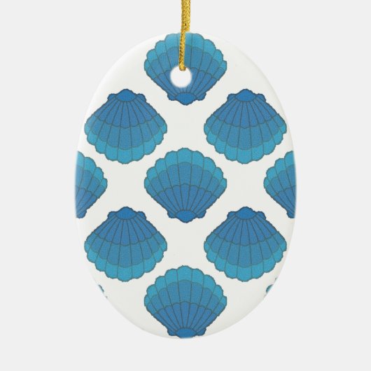 Blaues Seashell-Mosaikmuster Keramikornament (Vorne)
