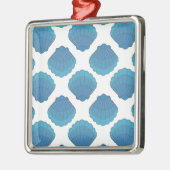 Blaues Seashell-Mosaikmuster Silbernes Ornament (Links)