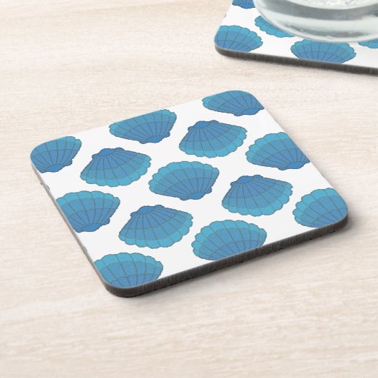 Blaues Seashell-Mosaikmuster Untersetzer (Linke Seite)