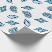 Blaues Seashells-Muster Geschenkpapier (Ecke)