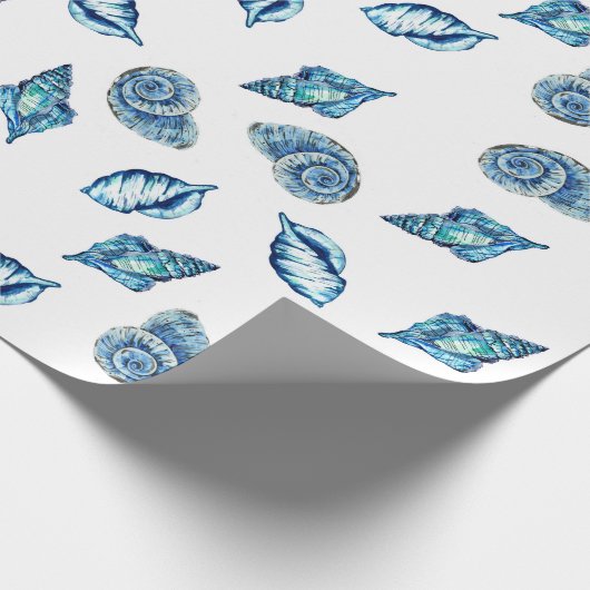 Blaues Seashells-Muster Geschenkpapier (Ecke)