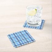 Blaues Sechsfarb-Gingham-Muster-Papier-Getränkeunt Untersetzer (Vor Ort)