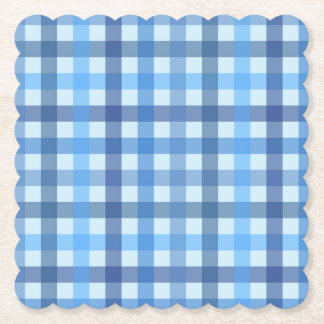 Blaues Sechsfarb-Gingham-Muster-Papier-Getränkeunt Untersetzer