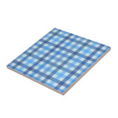 Blaues Sechsfarbenginghamuster Keramikfliese (Seite)