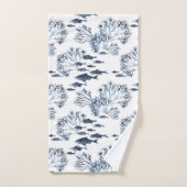 Blaues Seefisch und Korallenmuster Badhandtuch Set (Handtuch)