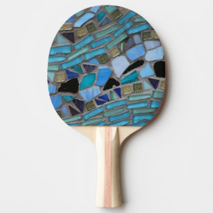 Blaues Seeglas-Mosaik Tischtennis Schläger