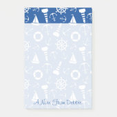 Blaues Seemuster | addieren Ihren Namen Post-it Klebezettel (Vorderseite)