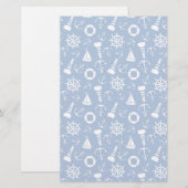 Blaues Seemuster Briefpapier (Vorne/Hinten)
