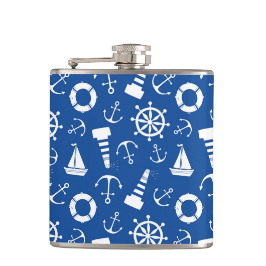 Blaues Seemuster Flachmann (Vorderseite)