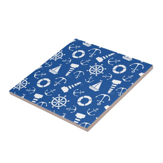 Blaues Seemuster Fliese (Seite)